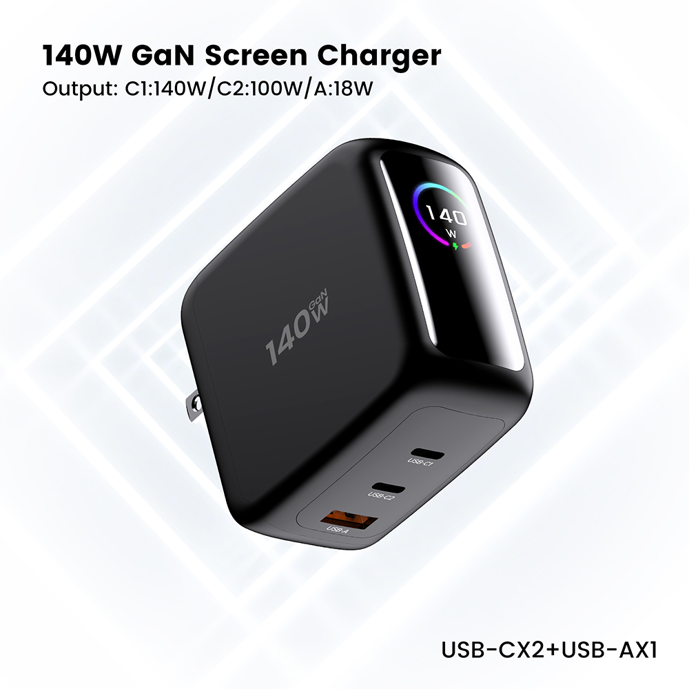 port charger 140W 2C1A PD3.1 Display Dual USB C Wall 3 Port charger Manufacturer Supplier