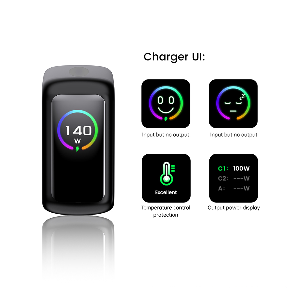 dual usb c wall charger 140W 2C1A PD3.1 Display Dual USB C Wall 3 Port charger Manufacturer Supplier