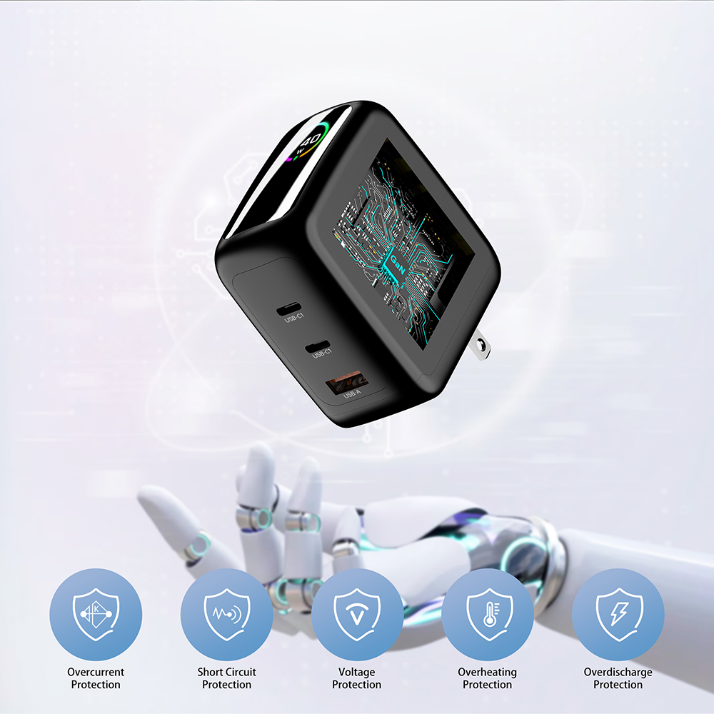 port charger 140W 2C1A PD3.1 Display Dual USB C Wall 3 Port charger Manufacturer Supplier