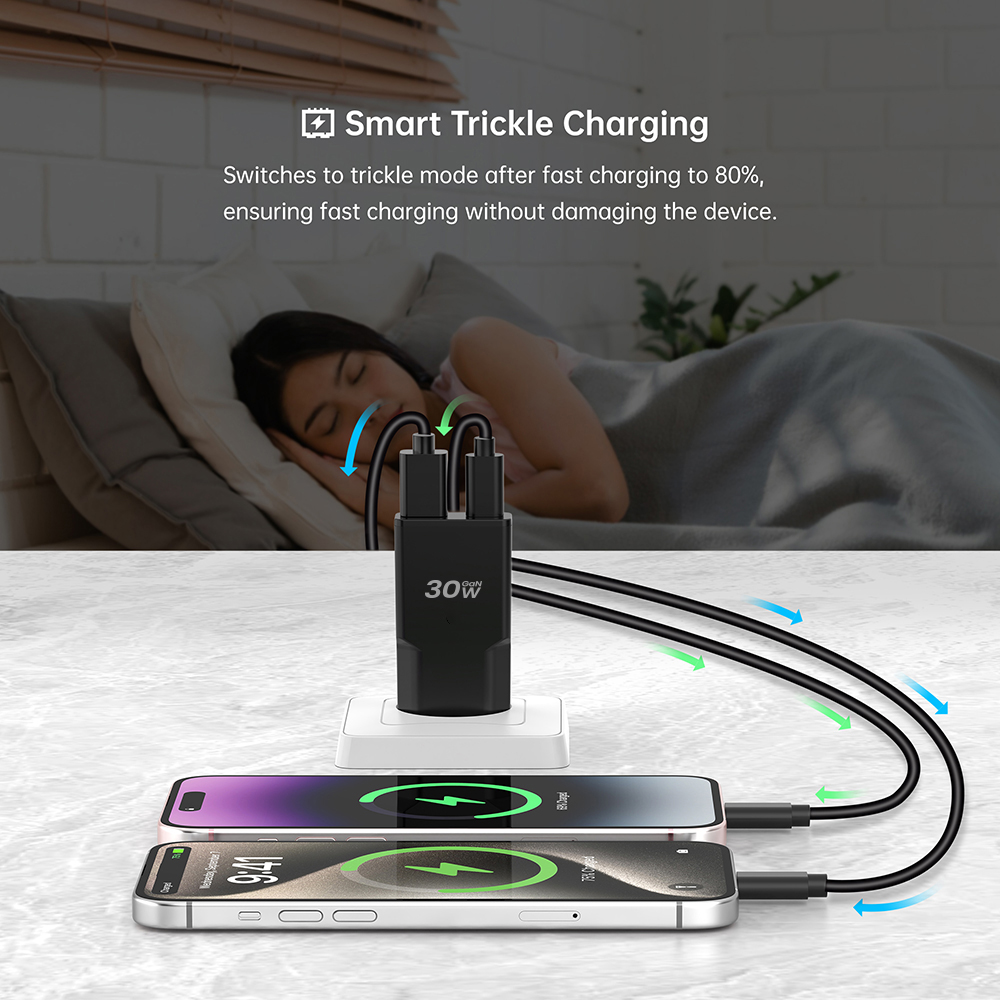 double usb wall charger 30W 1C1A Double USB Wall Slim GaN Ultra Thin Iphone Android Charger