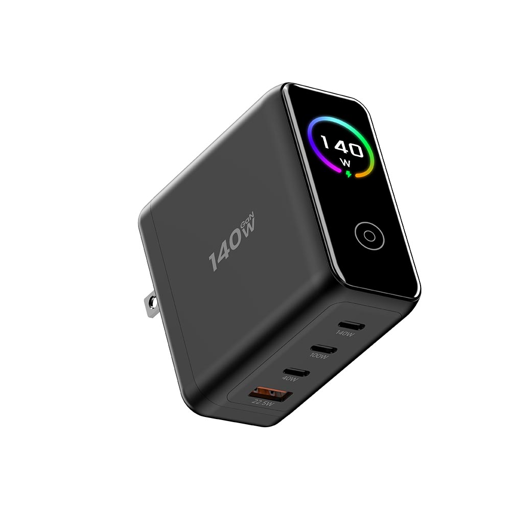 LED USB C Fast Charger 140W GaN LED Display Replaceable US UK EU KR Plug GaN USB Fast Charger Factory