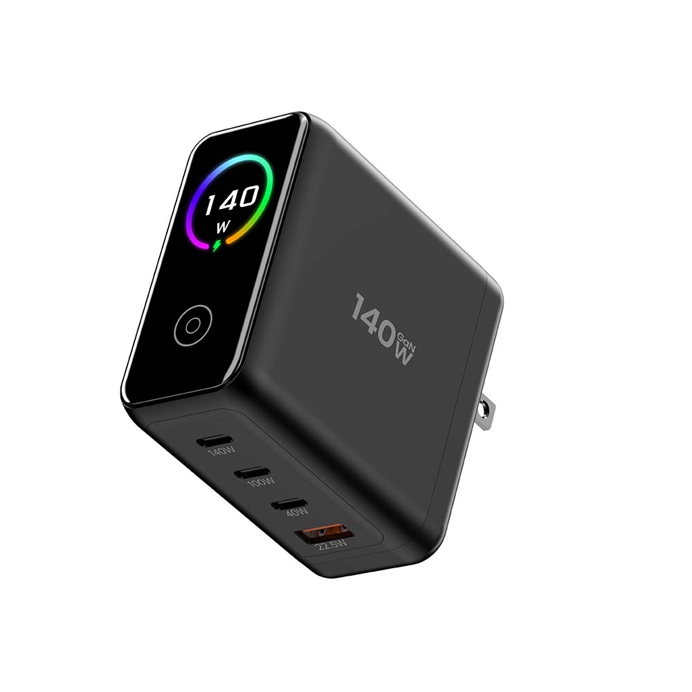 LED USB C Fast Charger 140W GaN LED Display Replaceable US UK EU KR Plug GaN USB Fast Charger Factory