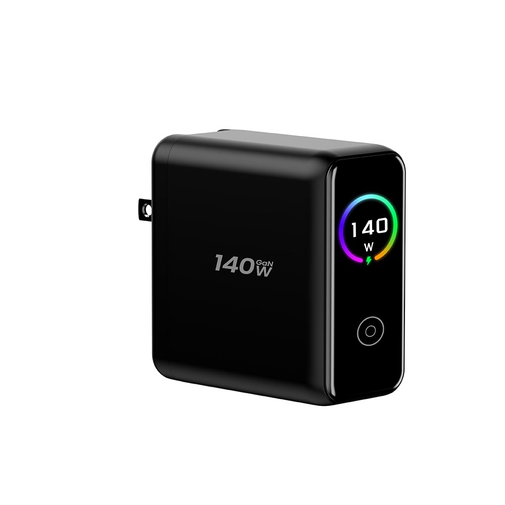 LED USB C Fast Charger 140W GaN LED Display Replaceable US UK EU KR Plug GaN USB Fast Charger Factory