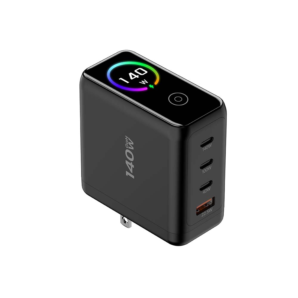 LED USB C Fast Charger 140W GaN LED Display Replaceable US UK EU KR Plug GaN USB Fast Charger Factory